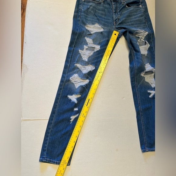 American Eagle Tom Girl button fly distressed medium wash denim jeans Sz-2R U14 - Picture 8 of 10